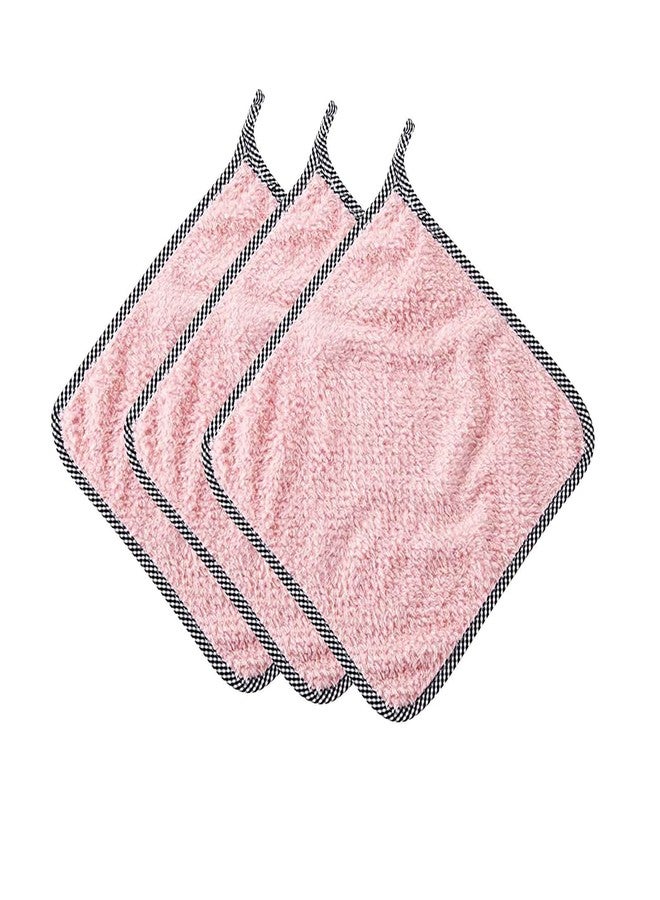 Mockery Kitchen Washcloths Super Absorbent Cleaning Cloth Dishwashing Hangable Rag Soft Towel, Multi-Purpose Cleaning Cloths, Wash Cloth for Home, Car, Window, Odor Stain Grease Free (Pink, Pack of 3) - Image 1